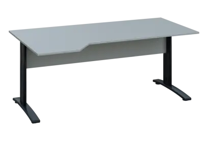 EZK 18 - 184 stůl kancelářský, rohový, levý, kovová podnož černá, deska 18 mm, široký 1800 mm, šedá